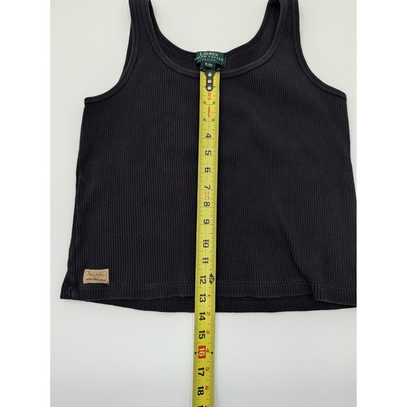 Lauren‎ Ralph Lauren Petite Ribbed Tank Top Black P M 100 Cotton - Picture 7 of 12